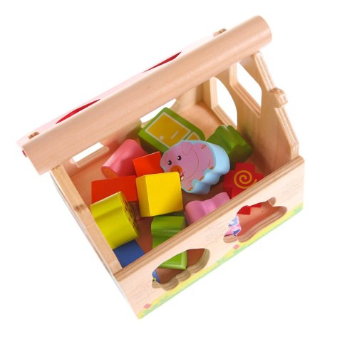 DREWNIANY DOMEK, FARMA SORTER Z KLOCKAMI ECOTOYS