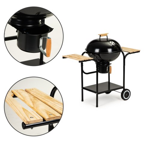 GRILL OGRODOWY WĘGLOWY Z POKRYWĄ I PÓŁKAMI RUSZT POPIELNIK MULTIGARDEN