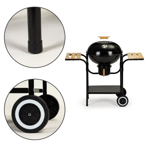 GRILL OGRODOWY WĘGLOWY Z POKRYWĄ I PÓŁKAMI RUSZT POPIELNIK MULTIGARDEN