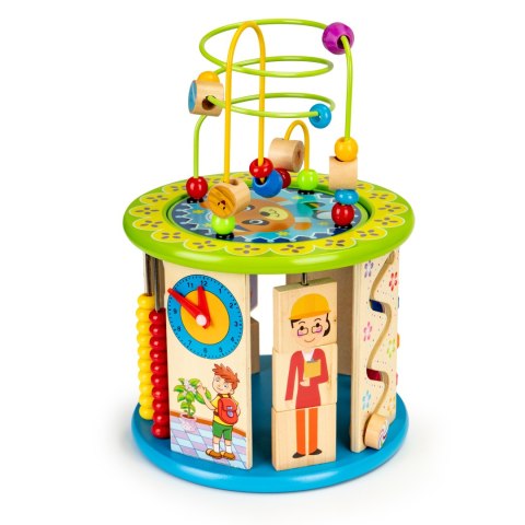 DREWNIANA KOSTKA EDUKACYJNA Z GRAMI I KLOCKAMI ŁOWIENIE RYBEK ECOTOYS