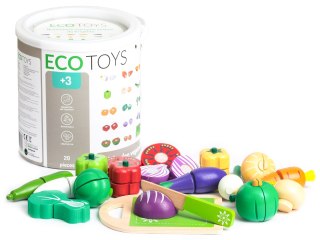 DREWNIANE WARZYWA DO KROJENIA DLA DZIECI 20 SZTUK ECOTOYS