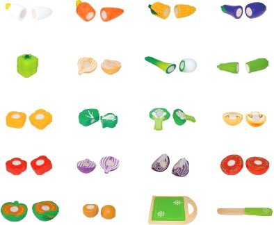 DREWNIANE WARZYWA DO KROJENIA DLA DZIECI 20 SZTUK ECOTOYS