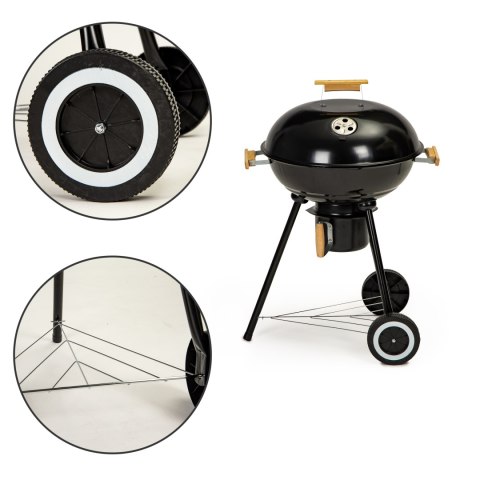 GRILL OGRODOWY Z POKRYWĄ POPIELNIK METALOWA PÓŁKA KOŁA TRANSPORTOWE MULTIGARDEN