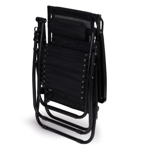 LEŻAK OGRODOWY PLAŻOWY REGULACJA OPARCIA RUCHOMY DASZEK MULTIGARDEN - CZARNY