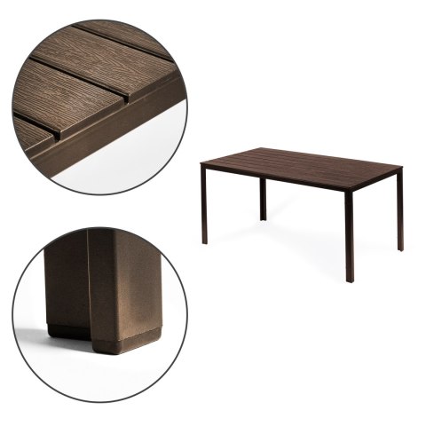 STÓŁ OGRODOWY 6-OSOBOWY 156X78 CM POLYWOOD MEBLE NA TARAS BRĄZOWY