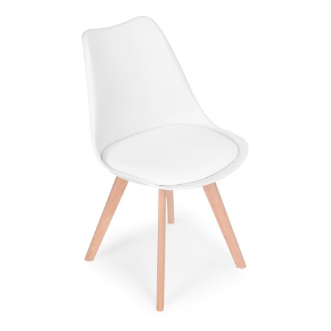 ZESTAW 4 KRZESEŁ KRZESŁO DO SALONU JADALNI Z PODUSZKĄ BIAŁE MODERNHOME