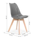 ZESTAW 4 KRZESEŁ KRZESŁO DO SALONU JADALNI Z PODUSZKĄ SZARE MODERNHOME