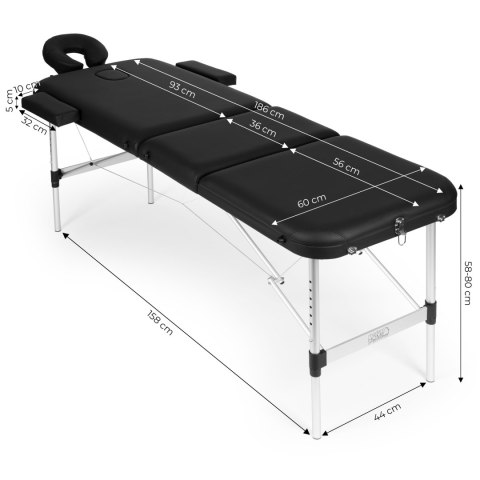 ALUMINIOWY STÓŁ DO MASAŻU I REHABILITACJI 3-SEGMENTOWY SKŁADANY W WALIZKĘ + TORBA MODERNHOME