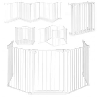 BRAMKA KOJEC BARIERKA OCHRONNA DLA DZIECI I ZWIERZĄT 5 PANELI 60 CM METAL BIAŁY ECOTOYS