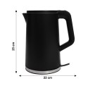CZAJNIK ELEKTRYCZNY BEZPRZEWODOWY TURYSTYCZNY 1500 W 1.7 L OBROTOWY CZARNY