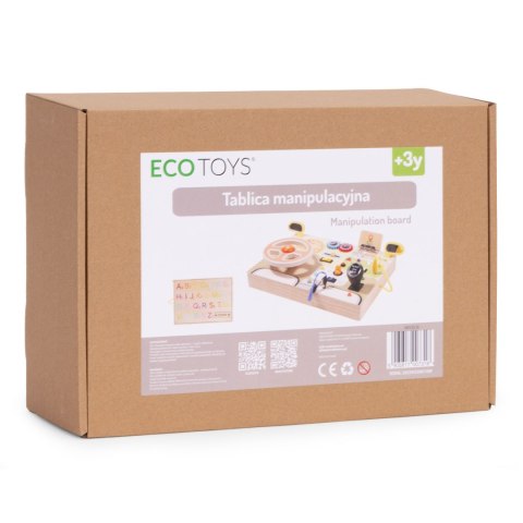 DREWNIANA TABLICA MANIPULACYJNA LED SENSORYCZNA DLA DZIECI PANEL EDUKACYJNY AUTO KIEROWNICA 14 ELEMENTÓW