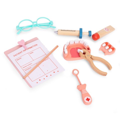 DREWNIANY ZESTAW MAŁEGO LEKARZA TORBA MEDYCZNA DLA DZIECI 28 ELEMENTÓW ECOTOYS
