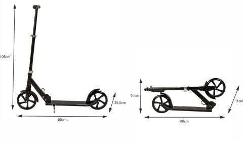 HULAJNOGA MIEJSKA DLA DZIECI I MŁODZIEŻY SKŁADANA REGULACJA WYSOKOŚCI 95-105 CM KOŁA 200 MM