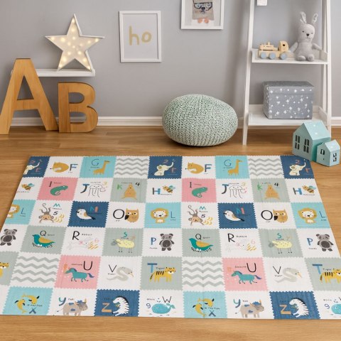 MATA PIANKOWA DLA DZIECI 200X150 CM EDUKACYJNA DWUSTRONNA SKŁADANA MIARKA WZROSTU ALFABET ECOTOYS