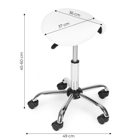 STOŁEK OBROTOWY SIODŁO TABORET KOSMETYCZNY MEDYCZNY FOTEL REGULOWANY BIAŁY MODERNHOME