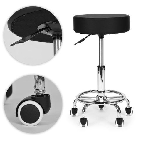 STOŁEK OBROTOWY TABORET KOSMETYCZNY MEDYCZNY FOTEL REGULOWANY CZARNY MODERNHOME