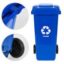 ZESTAW 3 KOSZY NA ŚMIECI POJEMNIKI 3X120L NIEBIESKI ZIELONY ŻÓŁTY MAKULATURA SZKŁO PLASTIK GUMOWE KOŁA