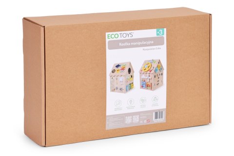 DREWNIANY DOMEK MANIPULACYJNY DLA DZIECI PANEL EDUKACYJNY XXL 30 ELEMENTÓW