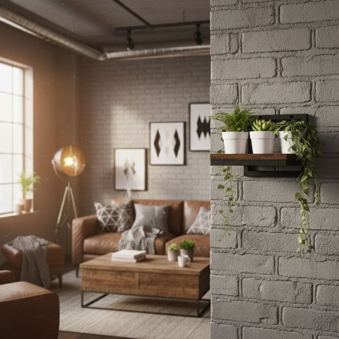 KWIETNIK ŚCIENNY PÓŁKA WISZĄCA NA KWIATY OZDOBY LOFT MODERNHOME