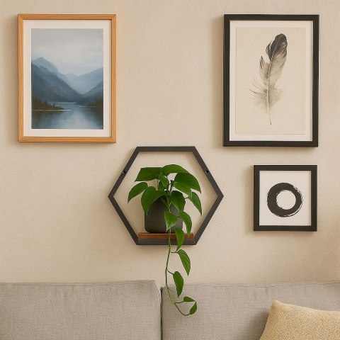 KWIETNIK ŚCIENNY PÓŁKA WISZĄCA NA KWIATY OZDOBY LOFT HEKSAGON MODERNHOME