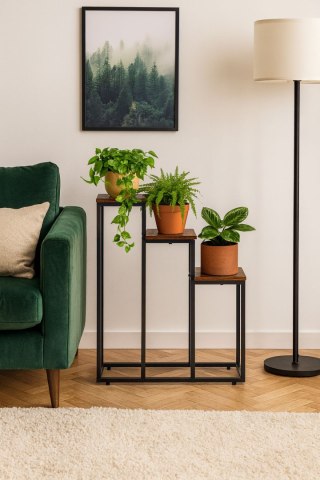 KWIETNIK STOJĄCY STOJAK NA KWIATY OZDOBY 3 PÓŁKI LOFT MODERNHOME