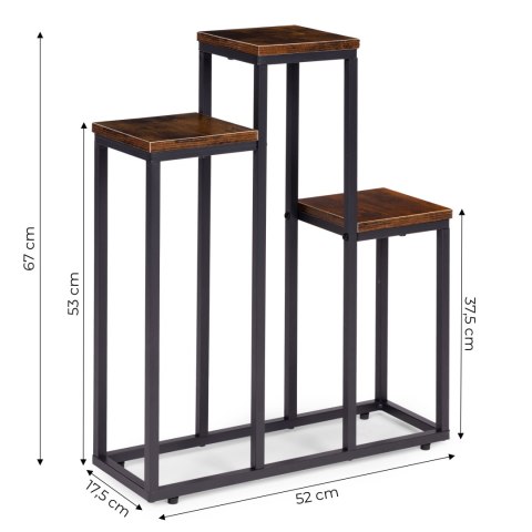 KWIETNIK STOJĄCY STOJAK NA KWIATY OZDOBY 3 PÓŁKI LOFT MODERNHOME