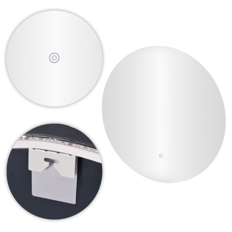 LUSTRO ŁAZIENKOWE LED OKRĄGŁE ŚCIENNE 80 CM 3 BARWY WŁĄCZNIK DOTYKOWY MODERNHOME