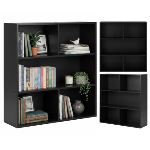 NOWOCZESNY REGAŁ STOJĄCY DO SALONU I SYPIALNI 3 POZIOMY CZARNY MODERNHOME