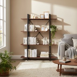 REGAŁ LOFTOWY INDUSTRIALNY DO SALONU BIURA 4 PÓŁKI METALOWA RAMA MODERNHOME