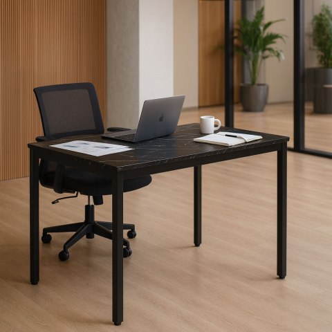 STÓŁ DO KUCHNI JADALNI DLA 4-5 OSÓB BIURKO KOMPUTEROWE 120X60 CM CZARNY MARMUR MODERNHOME