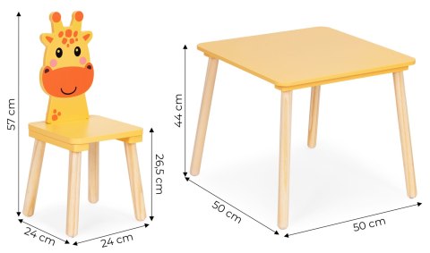 ZESTAW MEBLI DLA DZIECI STOLIK + 2 KRZESŁA ŻYRAFA ECOTOYS