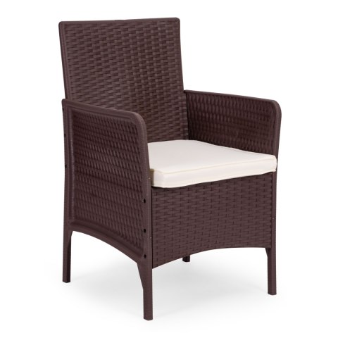 ZESTAW MEBLI OGRODOWYCH 2 FOTELE + STOLIK SZKŁO HARTOWANE BRĄZOWY MULTIGARDEN