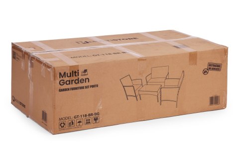 ZESTAW MEBLI OGRODOWYCH STÓŁ ŁAWKA FOTELE BRĄZOWY MULTIGARDEN
