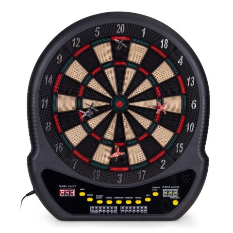 Elektroniczna tarcza do darta gry w rzutki lotki tablica LCD 48 cm 27 gier zestaw 12 rzutek