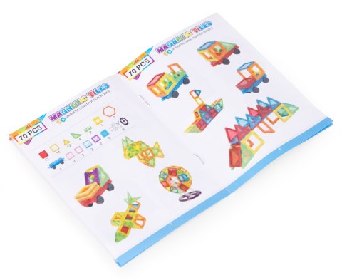 Klocki magnetyczne konstrukcyjne domek autko karuzela 70 elementów