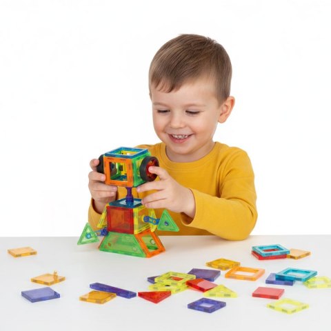 Klocki magnetyczne konstrukcyjne domek autko przyczepka 106 elementów