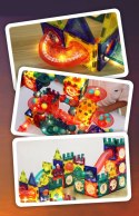 Klocki magnetyczne tor kulkowy LED klocki konstrukcyjne kulodrom 166 elementów