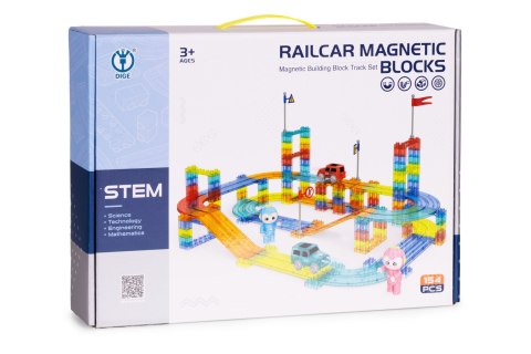 Tor dla aut klocki magnetyczne komplet 154 elementy autka LED