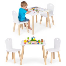 Zestaw mebli dla dzieci stolik + 2 krzesła białe ECOTOYS