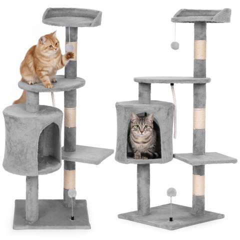 Drapak dla kota legowisko słupek wieża do drapania domek 110 cm szary Petsi