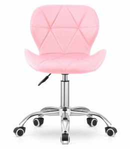 Krzesło obrotowe biurowe z szerokim oparciem ekoskóra różowe
