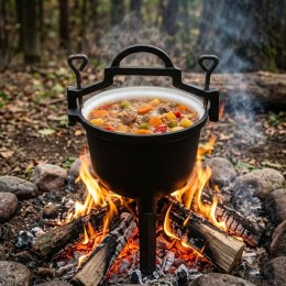 Kociołek żeliwny emaliowany 8L stojący garnek myśliwski ognisko grill MultiGarden