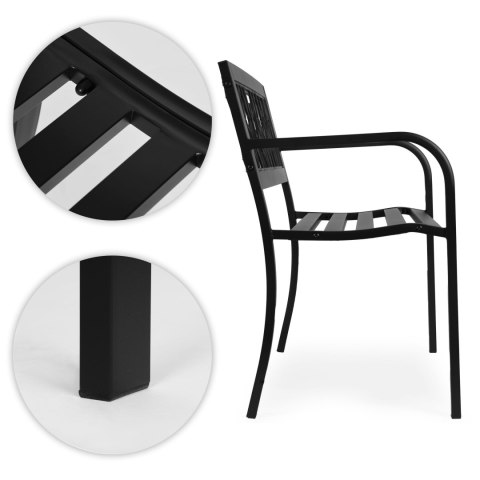 Ławka ogrodowa z dekoracyjnym oparciem 120x50 cm metalowa parkowa czarna MultiGarden