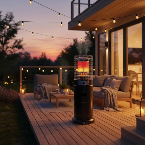 Ogrzewacz gazowy grzejnik 11 kW szklany na ogród patio reduktor wąż pokrowiec