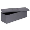 Pufa pikowana 111x38 cm ze schowkiem tapicerowana ława skrzynia ciemnoszara ModernHome