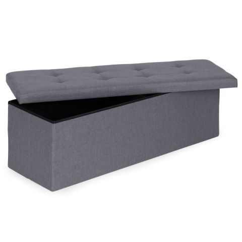 Pufa pikowana 111x38 cm ze schowkiem tapicerowana ława skrzynia ciemnoszara ModernHome
