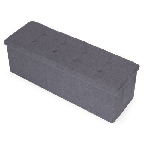 Pufa pikowana 111x38 cm ze schowkiem tapicerowana ława skrzynia ciemnoszara ModernHome
