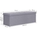 Pufa pikowana 111x38 cm ze schowkiem tapicerowana ława skrzynia jasnoszara ModernHome