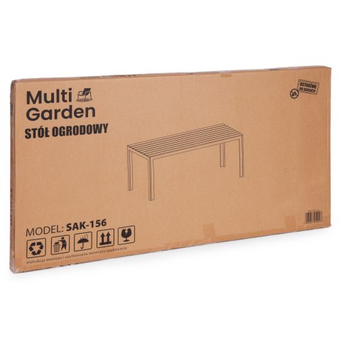 Stół ogrodowy 6-osobowy 156x78 cm polywood meble na taras szare białe MultiGarden