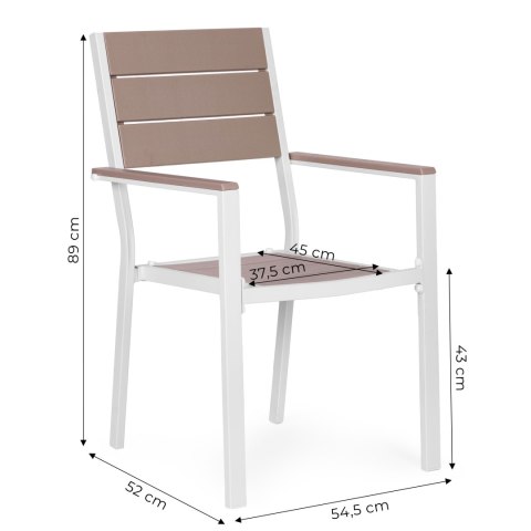 Zestaw 2 krzeseł ogrodowych na taras balkon stal HDPE - białe MultiGarden